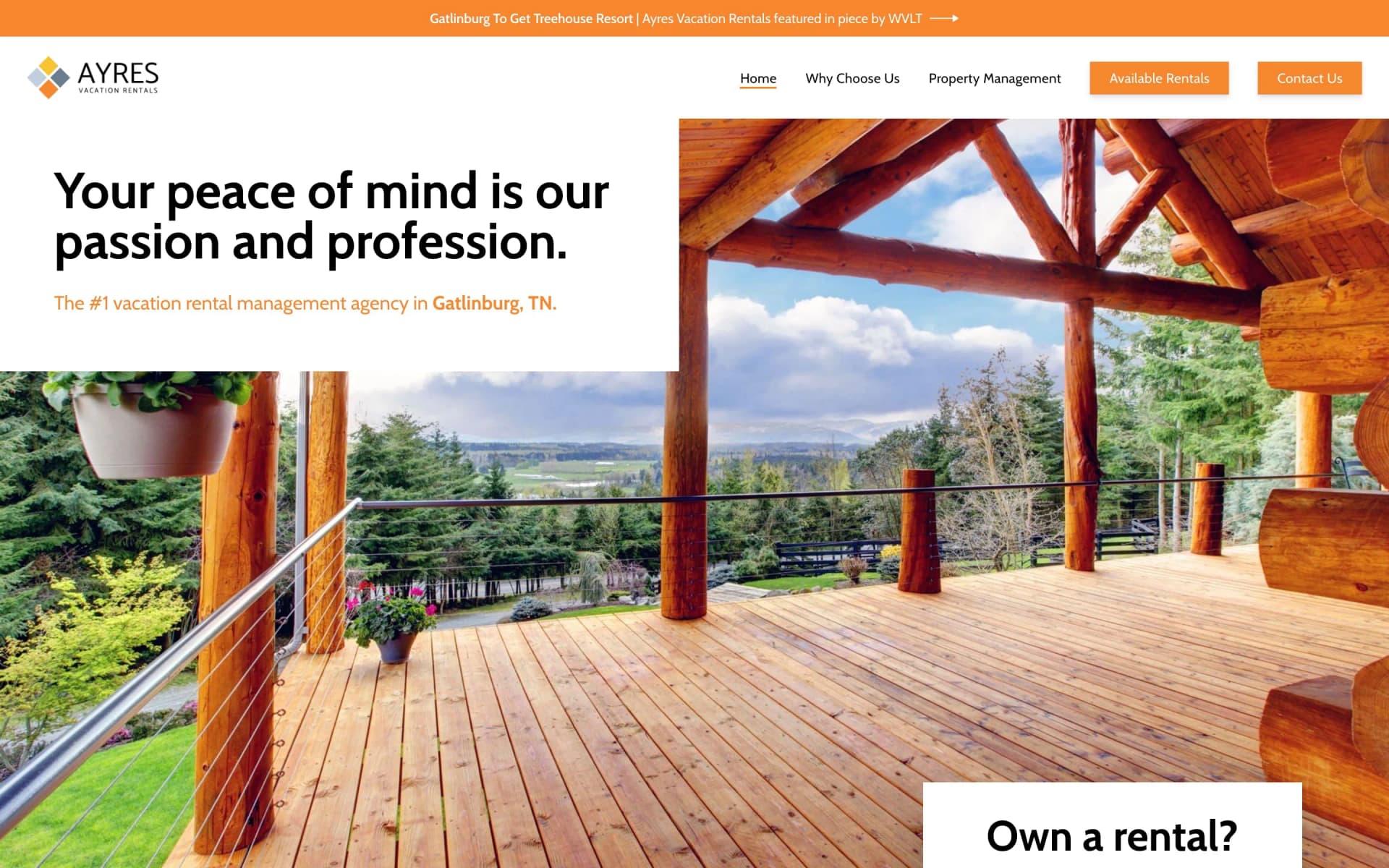 Website project completed for Ayres Vacation Rentals.