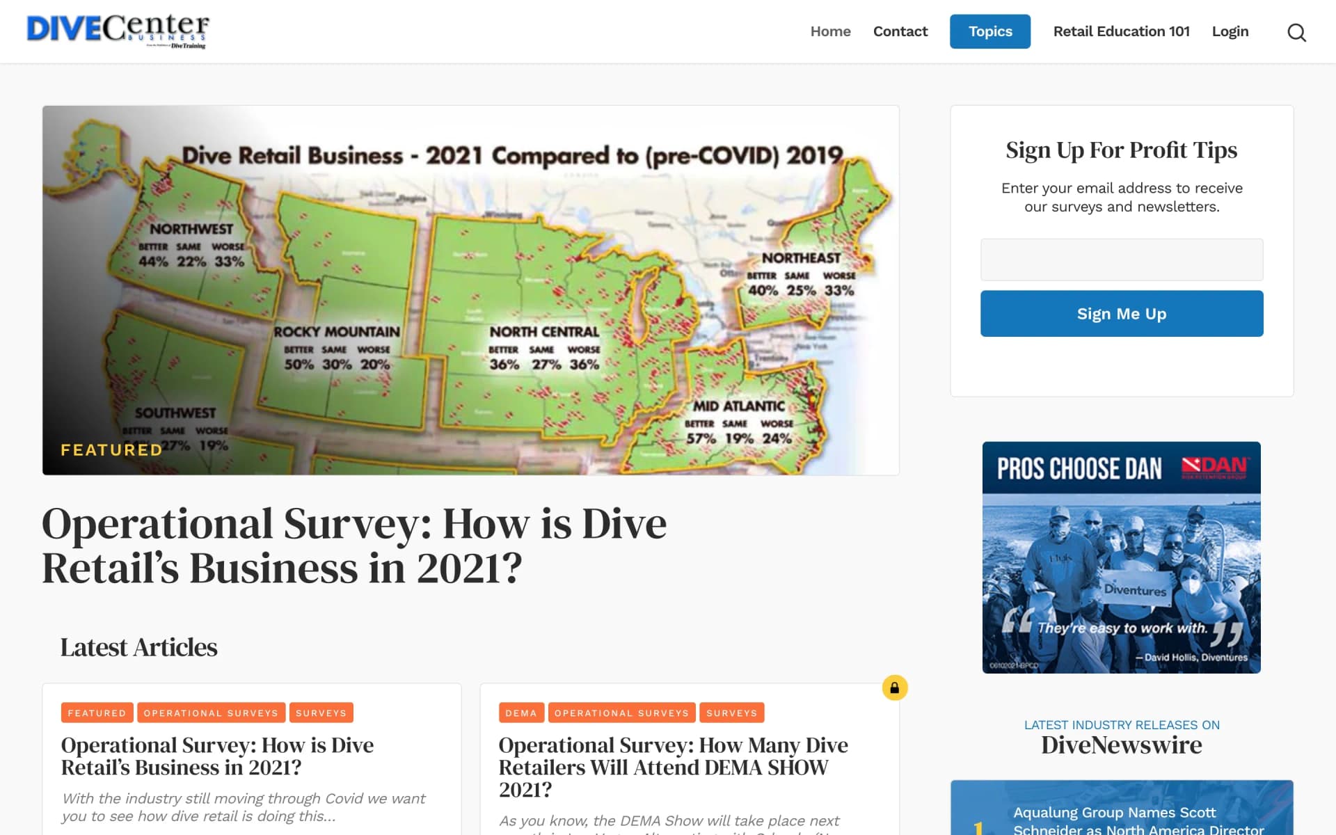 Website project completed for Dive Center Business.