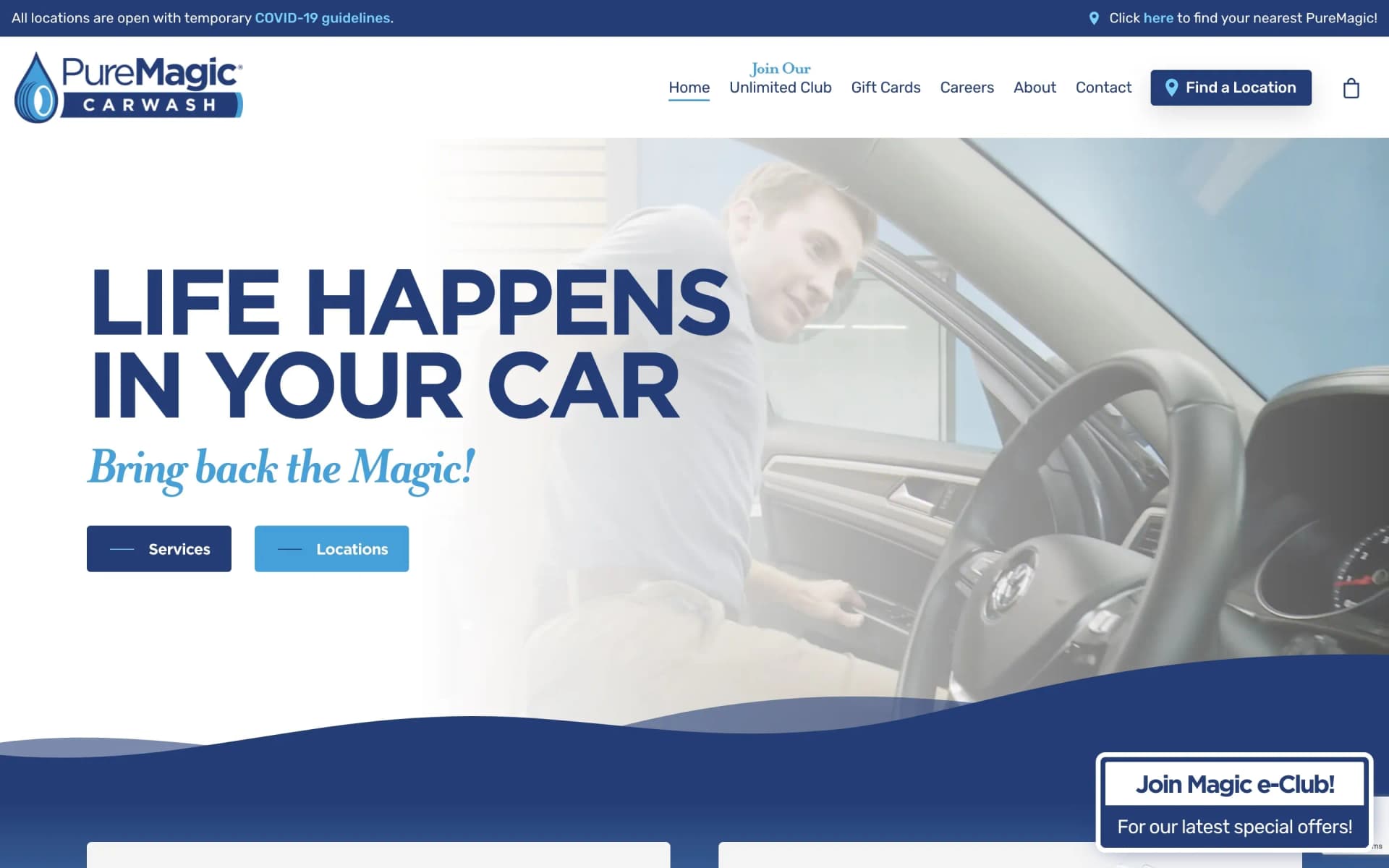Website project completed for PureMagic Car Wash.
