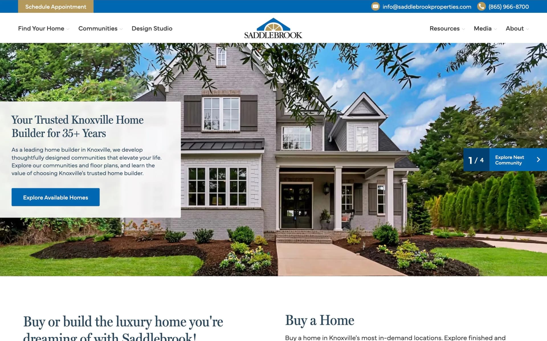 Website project completed for Saddlebrook Properties.