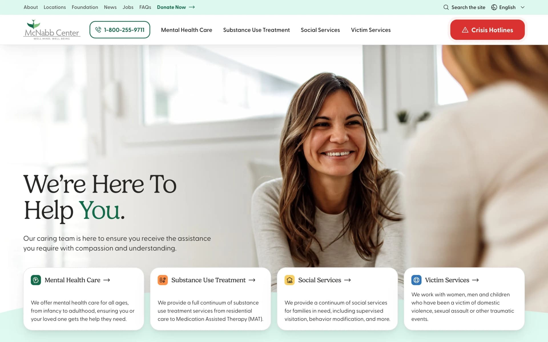 Website project completed for The McNabb Center.