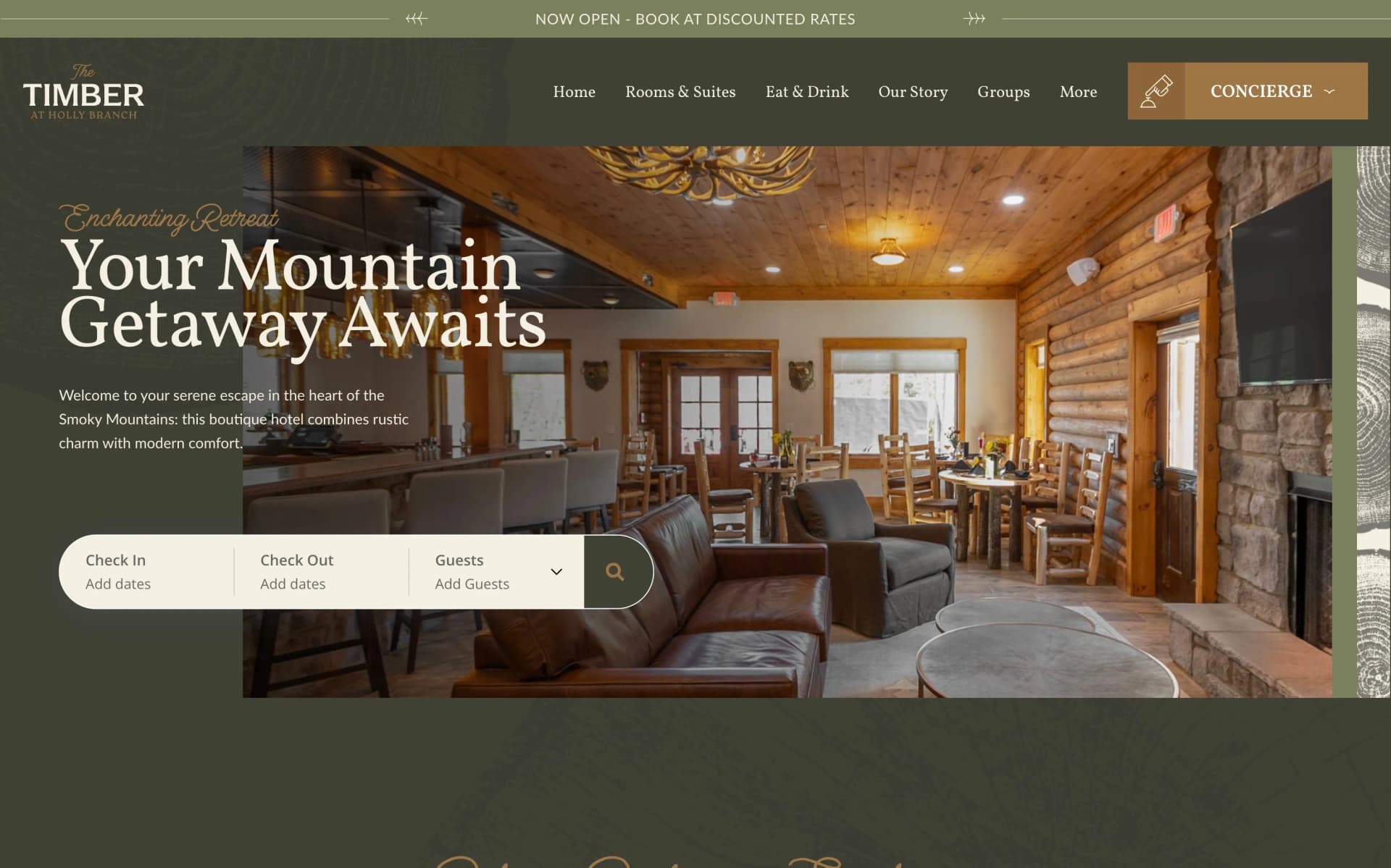 Website project completed for The Timber at Holly Grove.