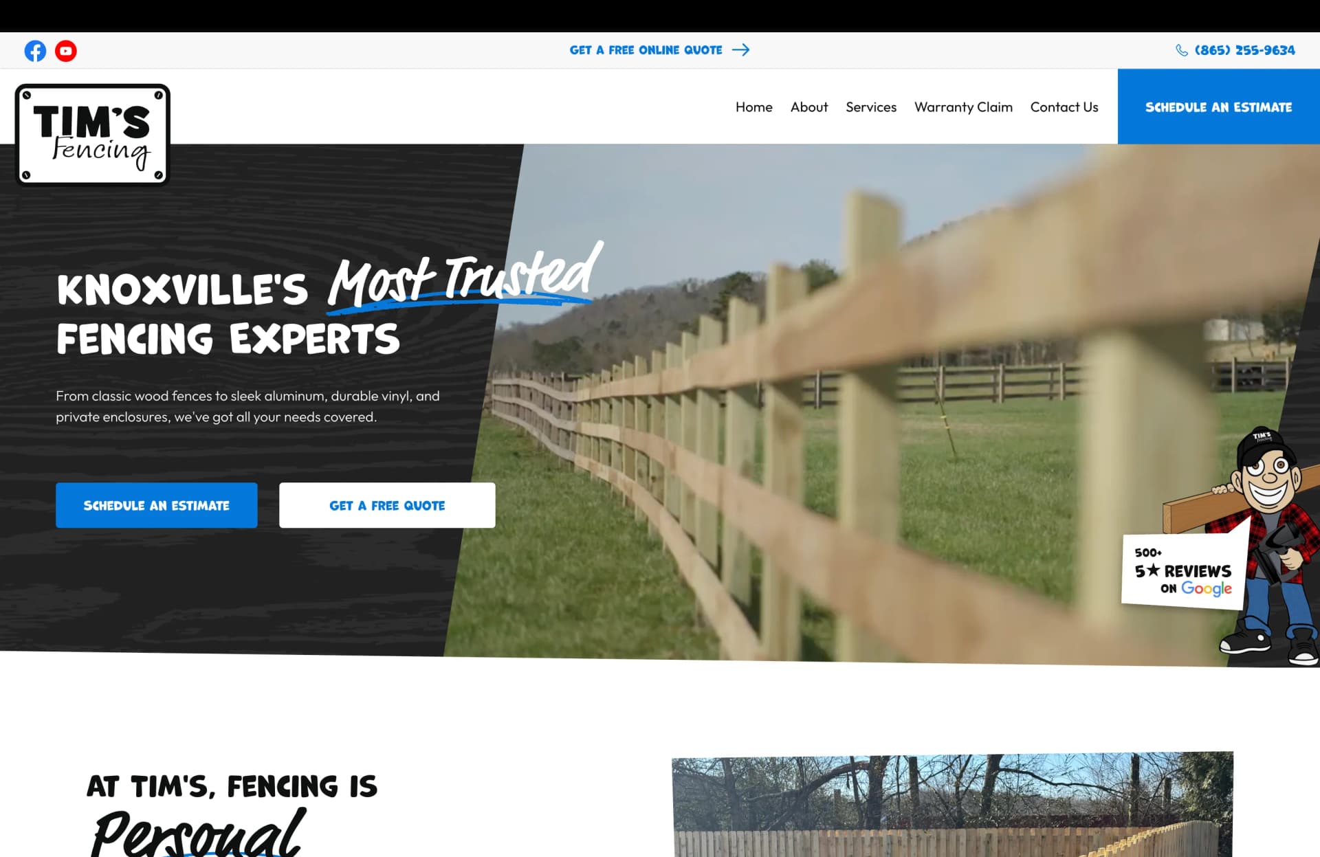 Website project completed for Tim's Fencing.