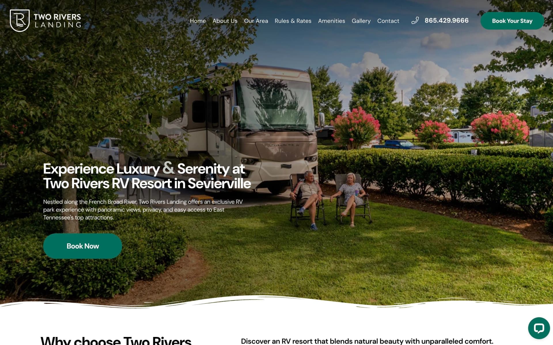 Website project completed for Two Rivers RV Resort.
