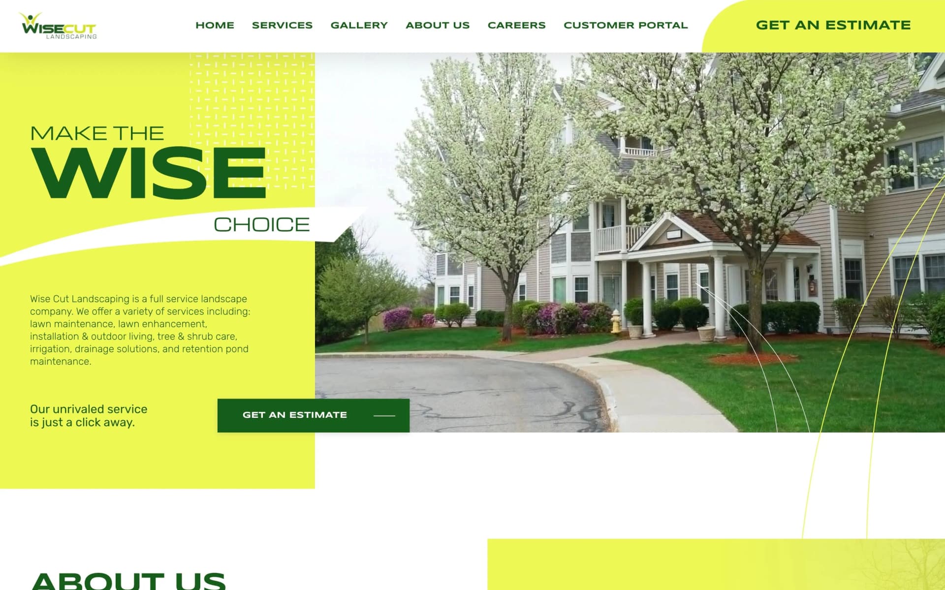 Website project completed for Wise Cut Landscaping.