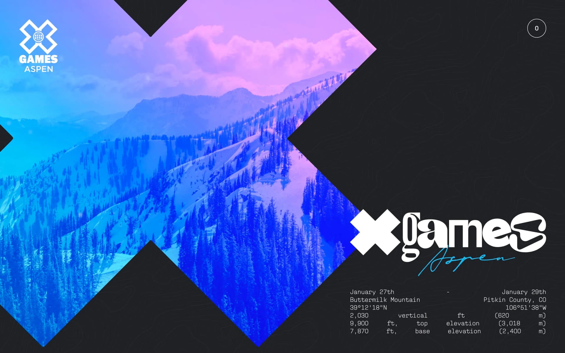 Website project completed for X Games Aspen.