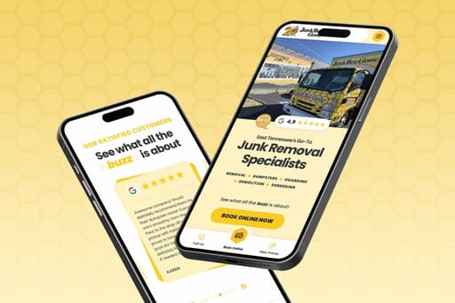 Mobile views of Junk Bee Gone website