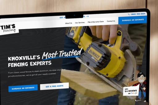 Desktop view of Tim's Fencing website